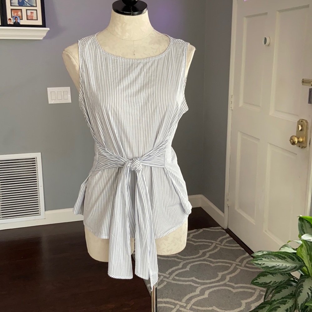 Como Vintage Striped Front Tie Top